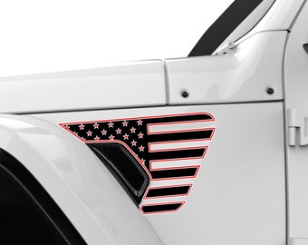 American Flag Red And White Line For Nurses Fits 2018-2024 Jeep Wrangler JL, JLu & Gladiator - Made in USA