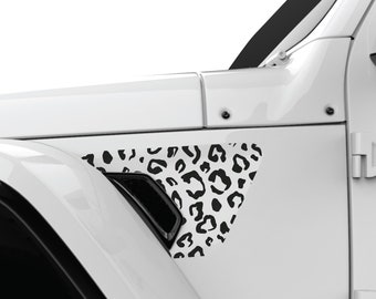 Fits 2018-2024 Jeep Wrangler JL, JLU & Gladiator - Leopard Print Fender Decal Stickers. Sold as a set of two, Made In the USA.