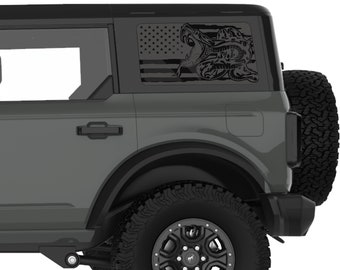 For Ford Bronco Decal 2021+. Don't Tread On Me Flag Quarter Window Decal Sticker.