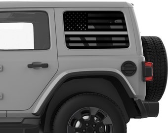 American Flag Gray Line For Corrections  Fits 2007-2024 Jeep Wrangler JK JKu JL JLu Hard Top - Sold as a Set of Two