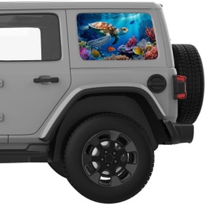 Fits Jeep Wrangler Window Sticker 2007+. Sea World Sea Turtle Rear Window Decal Sticker. Best Gift For Jeep Wrangler Accessories-Made In USA