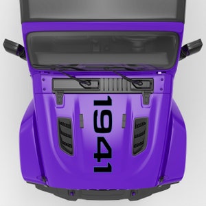 1941 Outlined Hood Printed Vinyl Decal. Fits 2018+ Wrangler JL/JLU & Gladiator JT Rubicon Edition. The Best Hood Decals Quality.