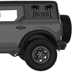 Fits Bronco Window Decal 2021+. Beach Rated Rear Window Decal Sticker. Best Gift For Bronco Accessories. Customized Option. Made In USA.