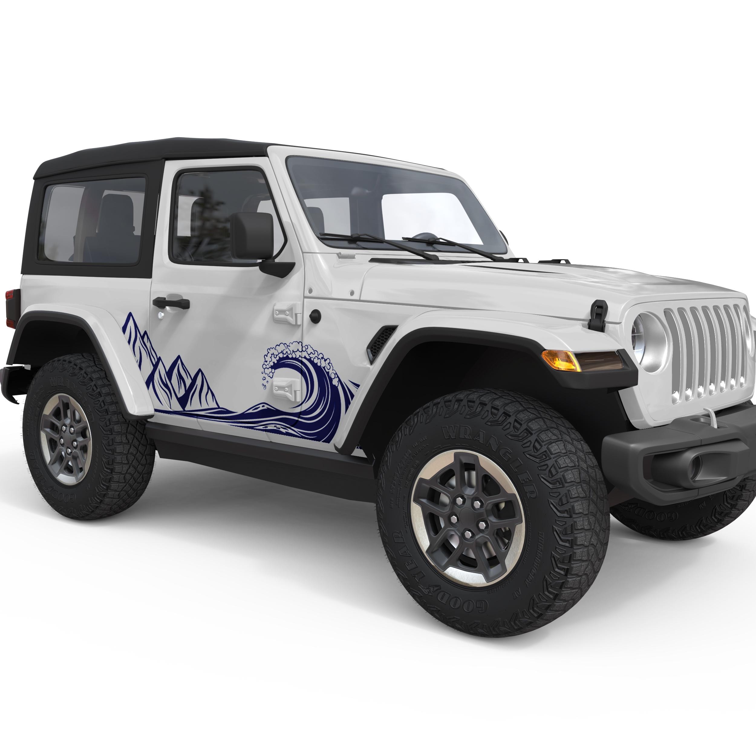 Fits Jeep Vinyl Decals. Wave Mountains Side Graphics. High Quality