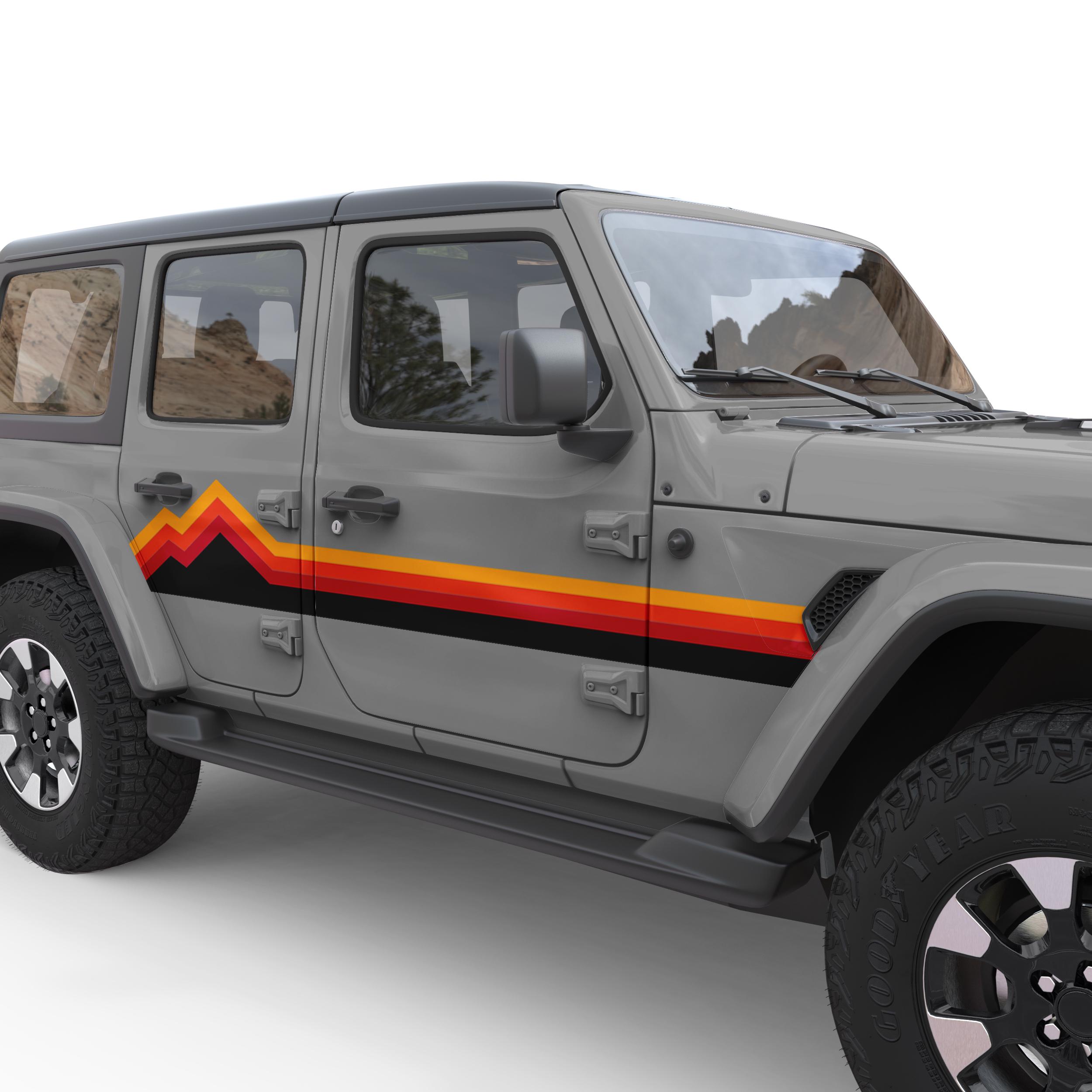 Fits Jeep Wrangler Stickers. Retro Mountain Stripes for Jeep ...