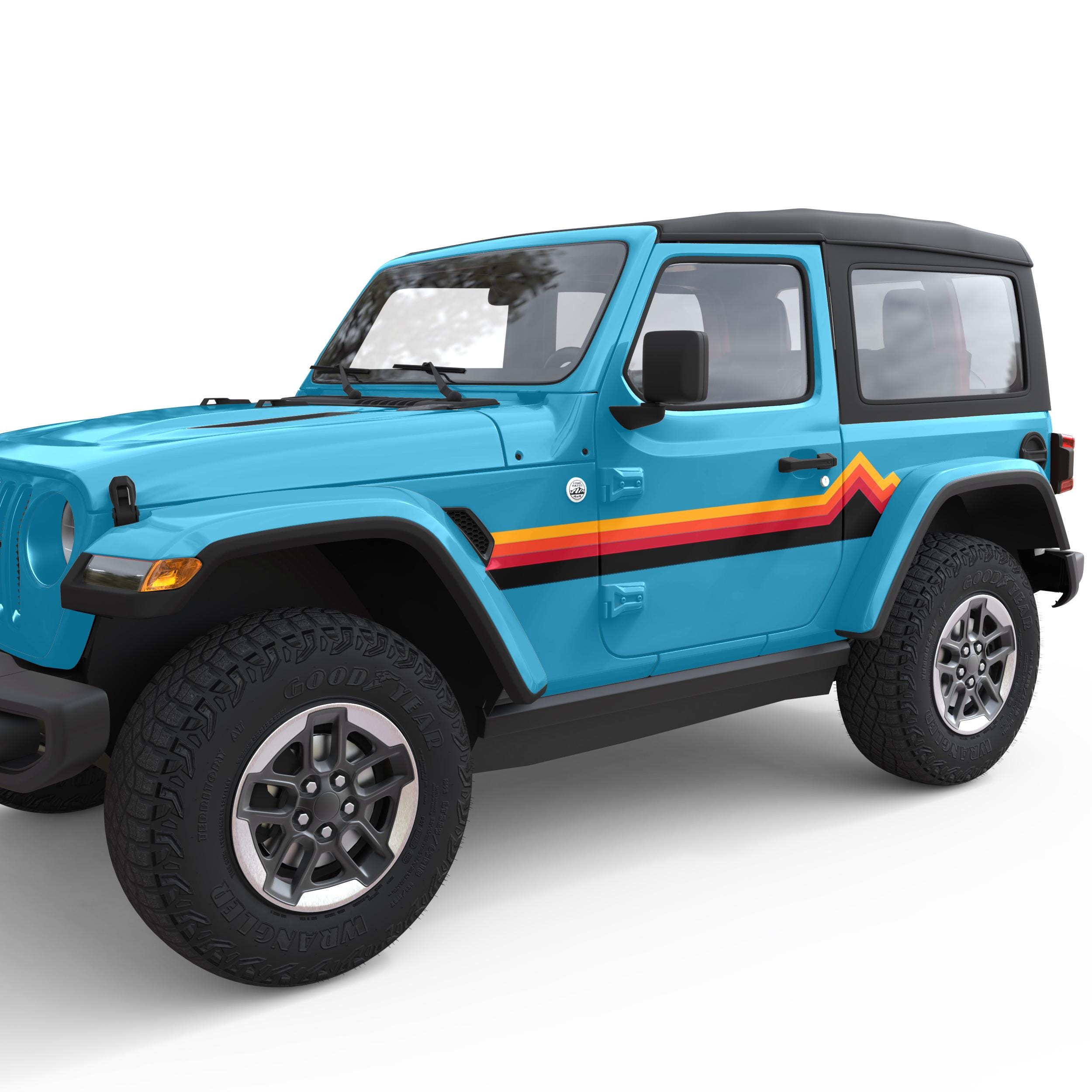 Fits Jeep Wrangler Stickers. Retro Mountain Stripes for Jeep ...