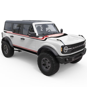 For Ford Bronco Accessories. Tri Color Retro Stripes Bundle for Ford Bronco 2021+ Stickers. Unique Hood & Sides Graphics Gift.