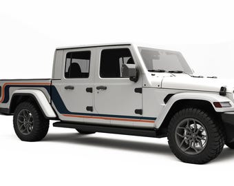 Fits Jeep Gladiator Decals. Retro Stripes Door Graphics Jeep Gladiator Accessories. Stylish Two-Tone Customizable Stickers For Jeep Lovers.