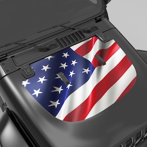 Fits 2018+ Wrangler JL/JLU & Gladiator JT. United States Flag Hood Vinyl Decal. Made in Usa, Using The Best Vinyl For Hood Decals.