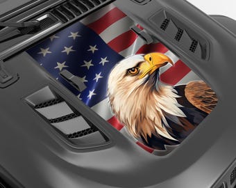 Fits 2018+ Wrangler JL/JLU & Gladiator JT Rubicon Model. Us Eagle Hood Decal. Superior Quality Hood Graphic Decals.