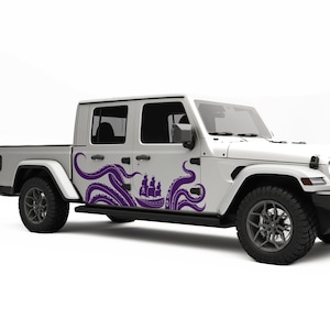 Fits Jeep Gladiator Side Door Stickers. Kraken Tentacles Pirate Ship Door Decals. Made in USA, Using The Best Vinyl For Jeep Accessories.