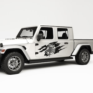 For Jeep Gladiator decals. Ripped US Flag Army Star For Jeep Accessories. Durable Vinyl Offroad Accessory, Ideal for Jeep Enthusiasts.
