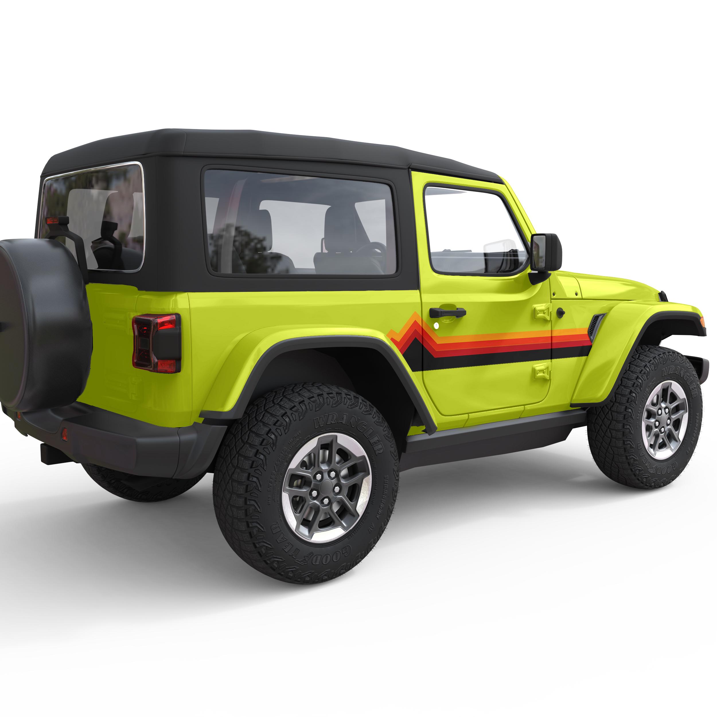 Fits Jeep Wrangler Stickers. Retro Mountain Stripes for Jeep ...