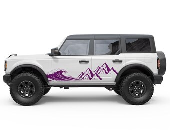 Wave Mountain Door Decals. For Ford Bronco Decal 2021+. Vinyl Graphics Decals, Best Gift For Bronco Accessories.