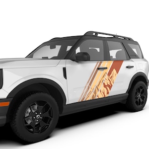 Fits 2021+ Ford Bronco Sport-Faded Mountain Graphic Decals With Protection Film For Bronco Accessories. Unique Gift for Bronco Enthusiasts.