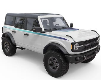 Graphic Decals For Ford Bronco 2021+ Heritage Retro Vaporwave Hood & Stripes.