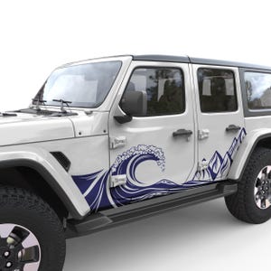 Fits Jeep Vinyl Decals. Wave Mountains Side Graphics. High Quality, Best Gift For Jeep Accessories.