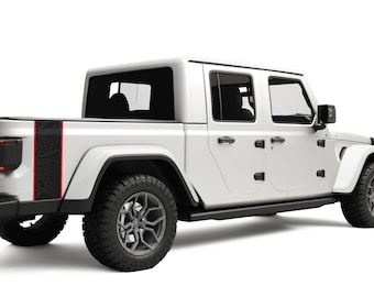 Topographic Bedside Stripes Side Graphics. For Jeep Gladiator Body Decals. Made in USA, High Quality Off Road Decal.