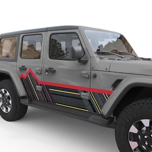 Fits Jeep Wrangler Sticker. Mountain Side Graphics For Jeep Accessories. Made in the USA, High-Quality Vinyl Graphics Decals.