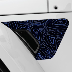 Pour Jeep Wrangler JL, JLU et Gladiator 2018+. Décalcomanies d'aile de carte de contour de topographie pour accessoires Jeep. Laminé pour une durabilité accrue.