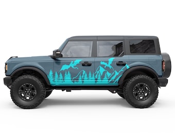 Fits Bronco Decals 2021+. Dragon Mountains Forest Door Decals. No Trimming Required, Vinyl Graphics Decals. Best Gift For Bronco Accessories