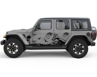 Fits Jeep Decals - Wave Beach Graphics Vinyl Decals for Jeep Wrangler Accessories - Perfect for Off-Road Adventures & Gifts for Jeep Lovers