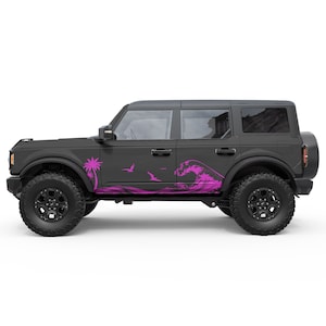 Wave Beach Door Decals. For Ford Bronco Sticker 2021+. Best Gift For Off Road Graphics.  Overlaminate Option, No Trimming Required.