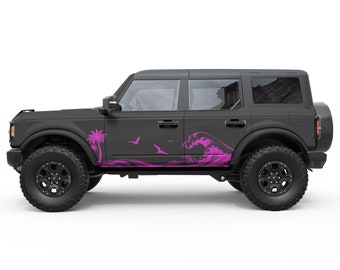 Wave Beach Door Decals. For Ford Bronco Sticker 2021+. Best Gift For Off Road Graphics.  Overlaminate Option, No Trimming Required.