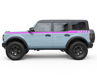 For 2021+ Ford Bronco Stickers. Long Body Stripes Side Doors Decals For Bronco Accessories. High Quality Vinyl Graphics Decals.
