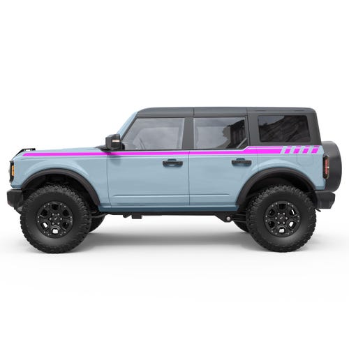 Satin Metallic Side Stripes Graphic Decal Overlay – Fits Ford Bronco 2021+ (Left & Right)