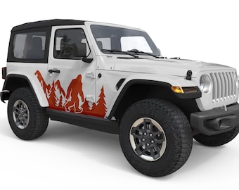 Fits Jeep Wrangler Stickers. Bigfoot Mountain Forest for Jeep Vinyl Decals. For Customizing Your Doors, Perfect Gift for Jeep Accessories.