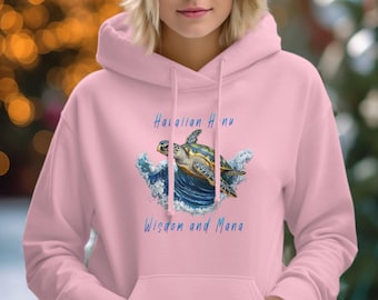 Hawaiian Honu Wisdom Hoodie, Sea Turtle Sweatshirt, Ocean Wildlife Jumper, Beach Vibes Pullover, Unisex Tropical Hooded Sweatshirt