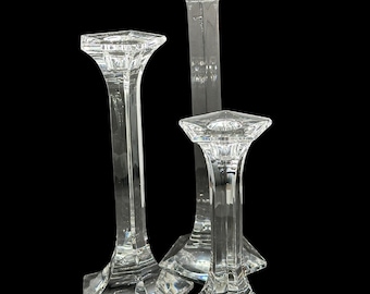 Juego de 3 candelabros pentagonales de cristal Reidel vintage