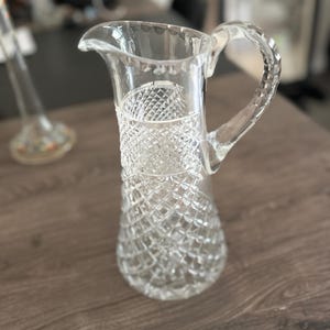 Antique American Brilliant Period ABP Cut Crystal Glass Pitcher 11" vintage