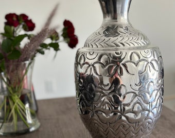 Silber Metall Vase Floral orientalischen Handgemachte Vase Indische Metallvase Amphore Arabische Silber Vase