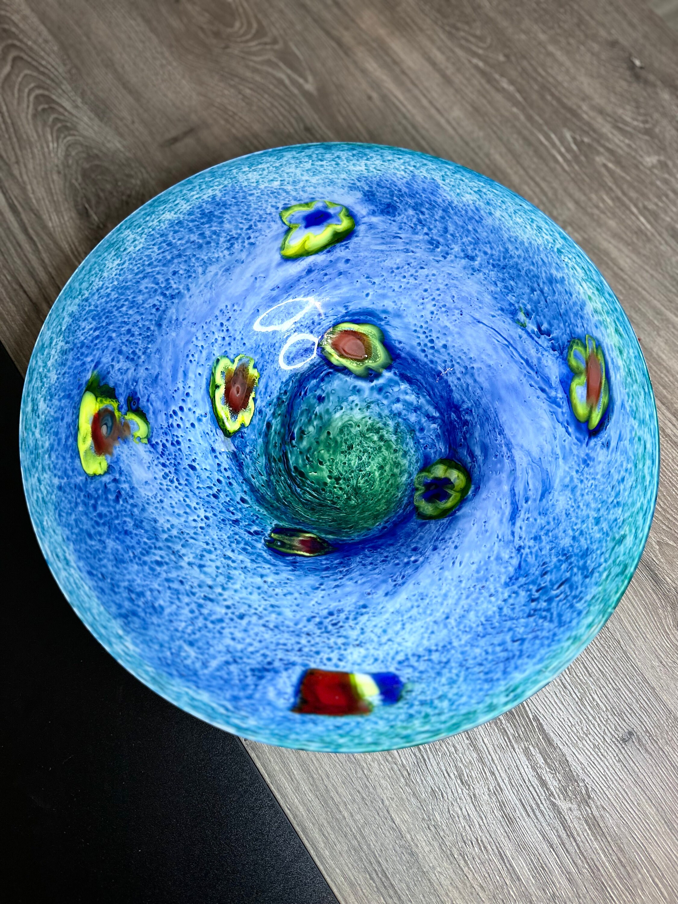 Large blue green glass bowl - Etsy 日本