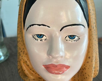 Marwal Vintage Head Figurine Ceramic Bust Woman 1960s Retro Mid