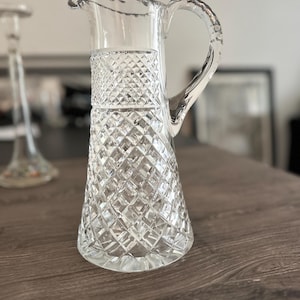 Antique American Brilliant Period ABP Cut Crystal Glass Pitcher 11&quot; vintage