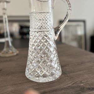 Antique American Brilliant Period ABP Cut Crystal Glass Pitcher 11" vintage
