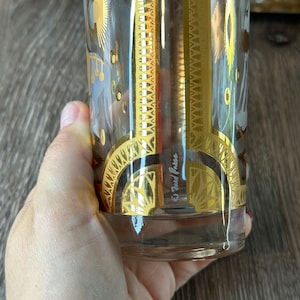Juego de 8 vasos de whisky alto Trojan blancos Fred Press HTF de mediados de siglo, 22 quilates, firmados, raros, Fred Press Horses, 8 vasos, años 60, artículos de bar dorados