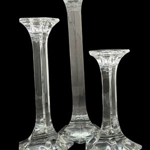 Set of 3 Vintage Reidel Crystal Pentagon Candlesticks Candleholders