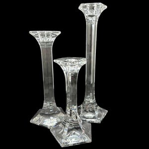 Set of 3 Vintage Reidel Crystal Pentagon Candlesticks Candleholders