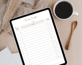 Liste de tâches minimaliste, liste de tâches imprimable, liste de tâches numériques GoodNotes, liste de tâches pour iPad, modèle de liste de tâches simple à télécharger