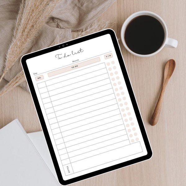 Liste de tâches minimaliste, liste de tâches imprimable, liste de tâches numériques GoodNotes, liste de tâches pour iPad, modèle de liste de tâches simple à télécharger