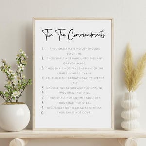 The Ten Commandments Scripture Wall Art, Christian Scripture Wall Art Decor, Digital Printable Exodus 20 Printable Poster, 10 Commandments