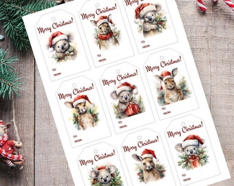 Australian Christmas Gift Tags Printable, instant download Christmas gift tags, editable Christmas gift tags, Merry Christmas gift tags