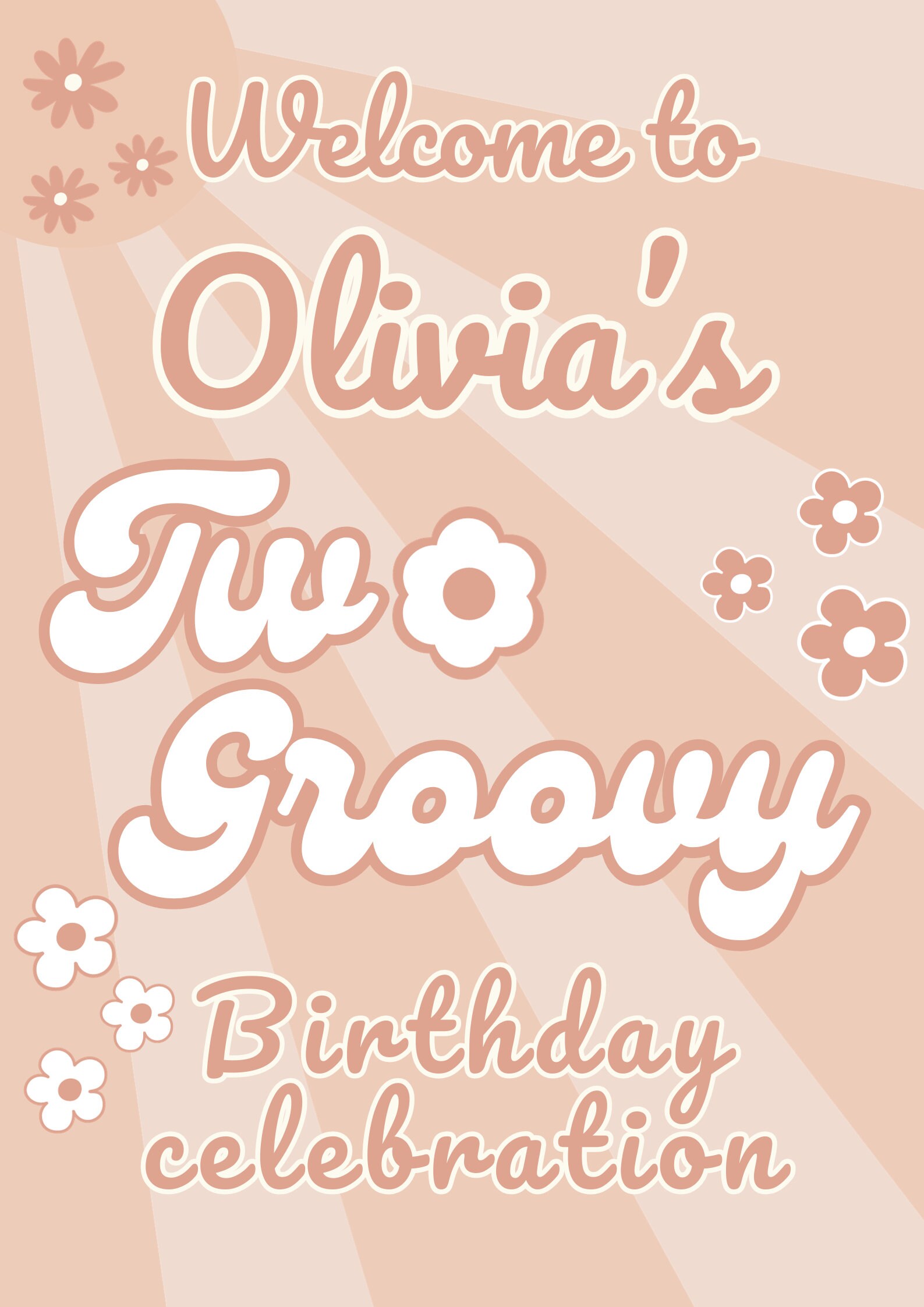 Two Groovy Birthday Party Poster, Two Groovy Welcome Sign, Printable ...