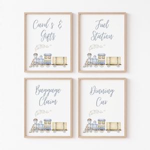 Train Birthday Party Table signs, Chugga Chugga Two Two Party decorations, Gift table sign, editable template, All Aboard, Boys BDay