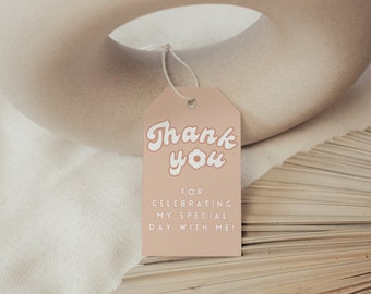 Two Groovy Birthday favor Tags, Party thank you tags, editable, printable, instant download.