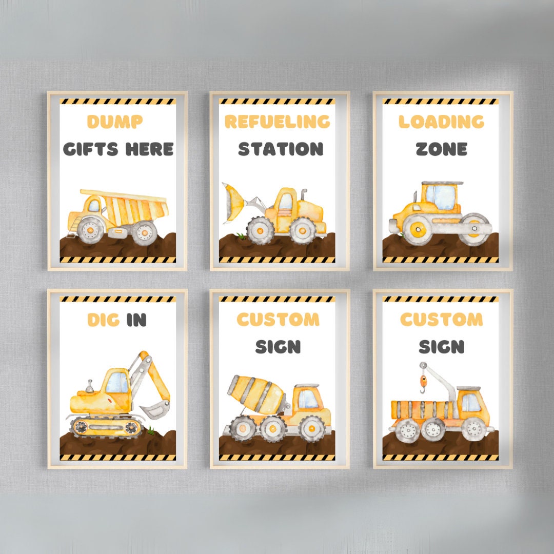Construction Part Signs Construction Party Signs, Editable Digital Poster, Dump Gifts Here ...